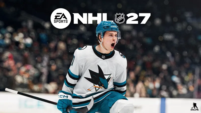 NHL 27, Macklin Celebrini, San Jose Sharks, Cover art, 4K wallpaper