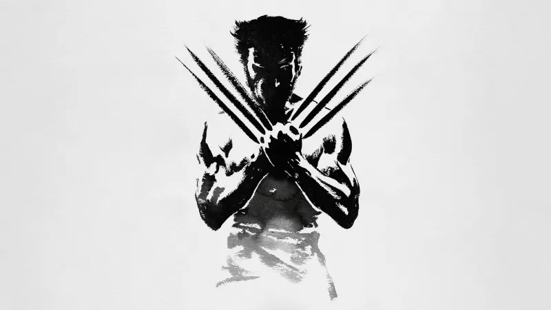 Wolverine, Monochrome wallpaper 8K