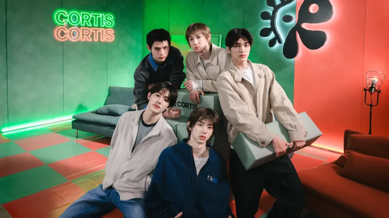 CORTIS, James, Neon sign, Green and red room, Boy group, 5K wallpaper