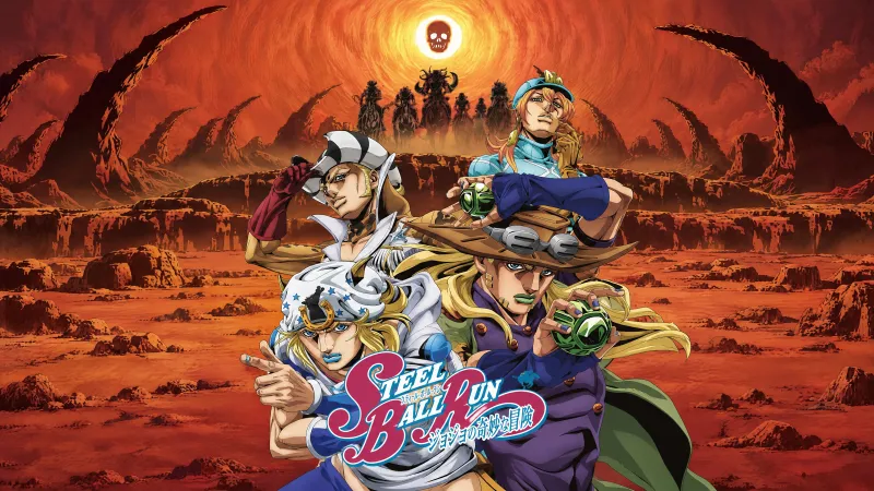 Steel Ball Run: JoJo's Bizarre Adventure, 2nd stage, Gyro Zeppeli, Johnny Joestar, Diego Brando, 4K wallpaper