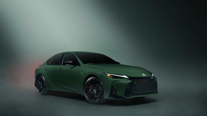 Lexus IS 350 F SPORT wallpaper, Green sports sedan, Studio, 2027