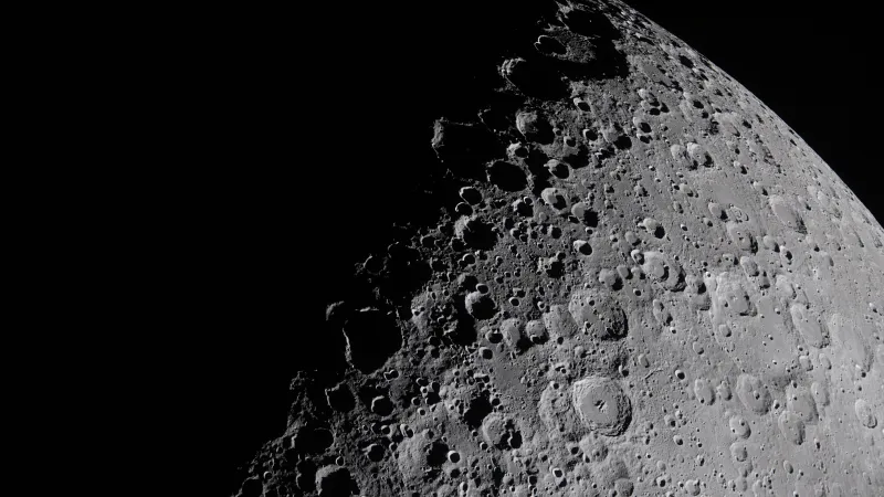 Lunar craters from Artemis II, Moon surface, Dark background, 5K wallpaper