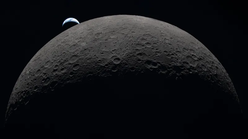 Crescent Earth over the Moon wallpaper, Artemis II, Orion