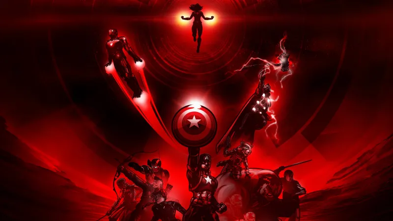 Avengers: Endgame wallpaper, Captain America, Red aesthetic, Artwork