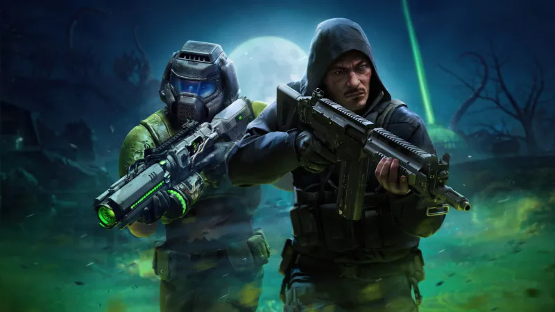 Call of Duty: Black Ops 7 wallpaper, Season 6, Doom Slayer, Green night
