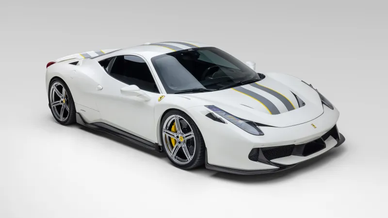 CTR Ferrari 458 wallpaper, White, Grey stripes, Carbon aero kit, 2026, 8K