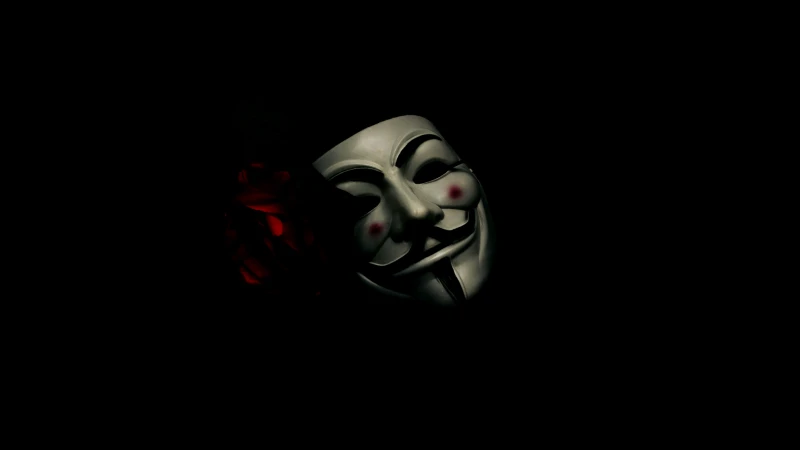 Anonymous mask wallpaper, Guy Fawkes, Red rose, Black background