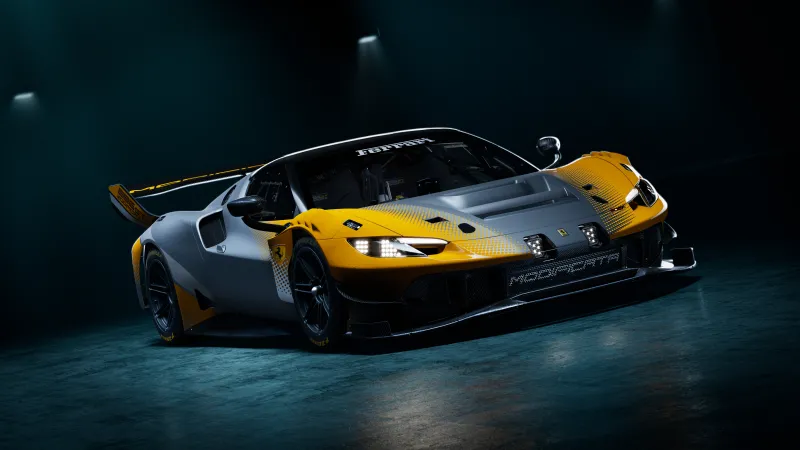 Ferrari 296 GT Modificata, Track car, Yellow and grey, 2026, 8K wallpaper