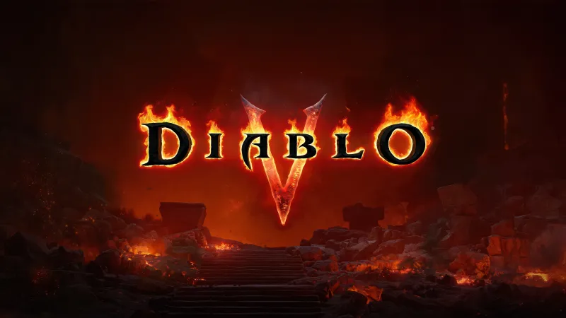 Diablo V, Logo, Burning ruins, Teaser, 4K wallpaper