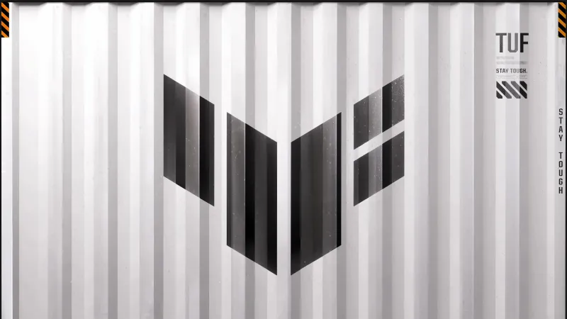 ASUS TUF Gaming logo, Corrugated metal, Monochrome, 8K wallpaper