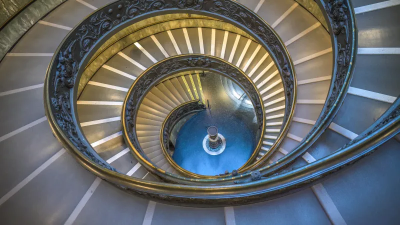 Vatican Museums, Spiral staircase, Momo Staircase, Double helix, Vatican City, 8K wallpaper