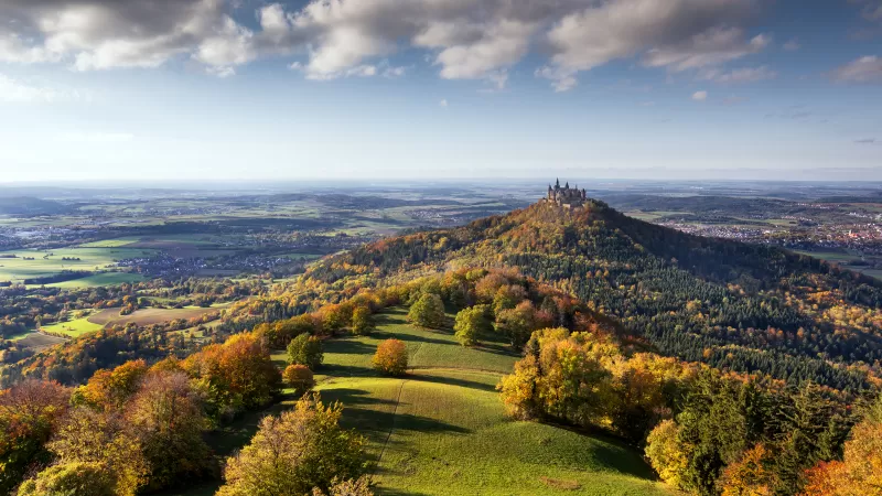Hohenzollern Castle wallpaper, Autumn hills, Germany
