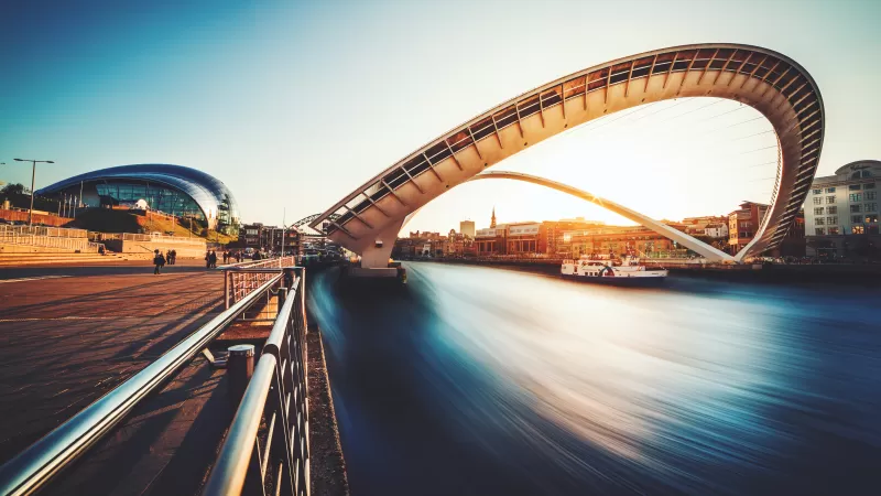 Gateshead Millennium Bridge, River Tyne, Long exposure, 5K wallpaper
