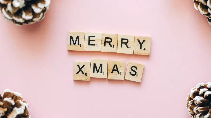 Merry Christmas, Letters, Peach background, Christmas decoration
