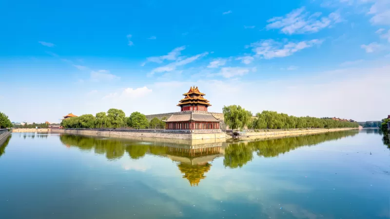 Forbidden City, Beijing, China, Museum, Imperial Palace, Ming Dynasty, UNESCO World Heritage Site, Body of Water, Reflection, Blue Sky, Clear sky