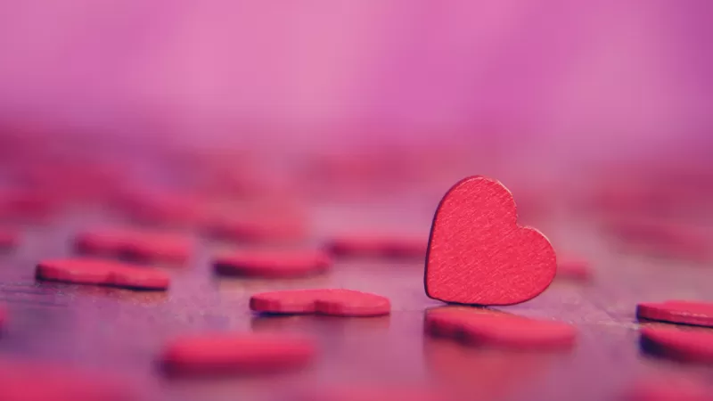 Love hearts, Pink hearts, Bokeh, Alone
