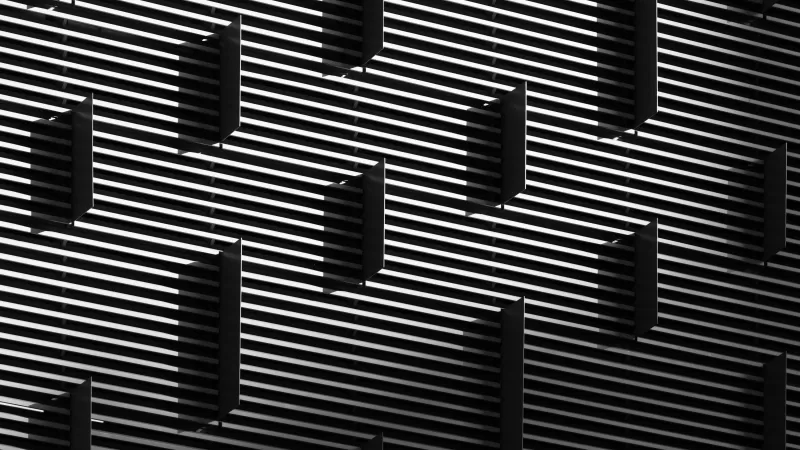 Gray Building, Grayscale, Pattern, Lines, Texture, Geometric, Monochrome, Stripes, 5K
