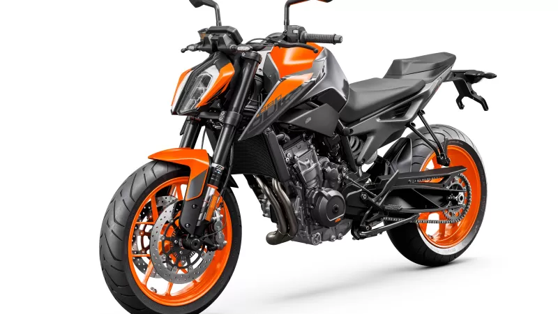 KTM 890 Duke, Orange and black, White background, 2021, 5K wallpaper