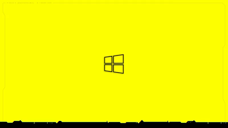 Windows 10, Cyberpunk 2077, Yellow background, Windows logo