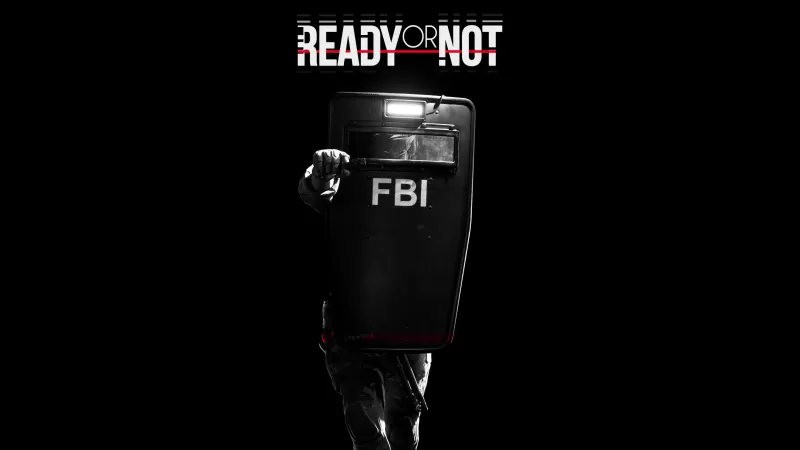 Ready Or Not, FBI, Police, Shield, Black background, 5K
