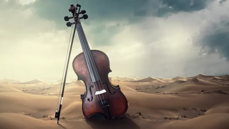 Violin, Musical, Desert, Storm
