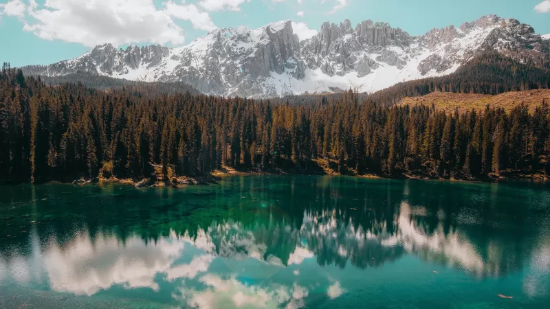 Lago di Carezza, Latemar, Dolomites, 4K wallpaper