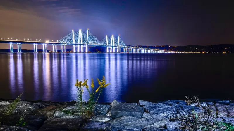 Tappan Zee Bridge wallpaper, Hudson River, Night lights