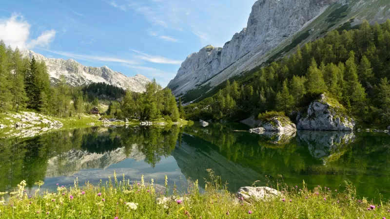 Double Lake, Triglav Lakes Valley, Julian Alps, 4K wallpaper