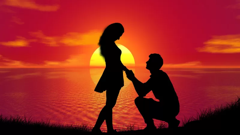 Couple, Sunset, Proposal, Silhouette, Romantic, Lovers, Together