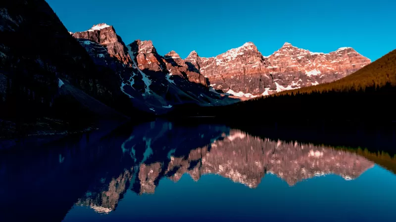 Rocky Mountains, Banff, Canada, Blue Sky, Reflection, Mountain range, Landscape, Scenery, Clear sky, Mountain lake