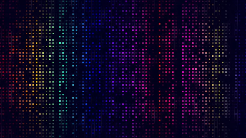 Pixel mosaic, Colorful squares, Dark background, 4K wallpaper
