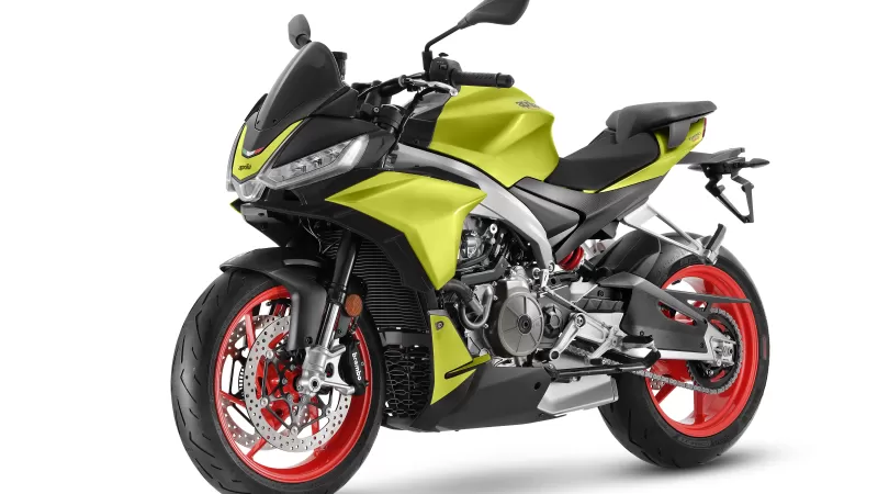 Aprilia Tuono 660, Acid Gold, White background, 2021, 5K wallpaper