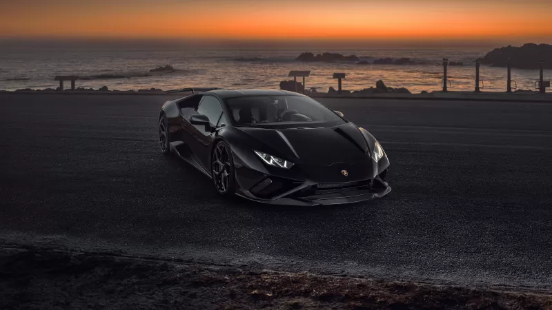 Novitec Lamborghini Huracán EVO RWD, Black cars, Sunset, 2021, 5K, 8K