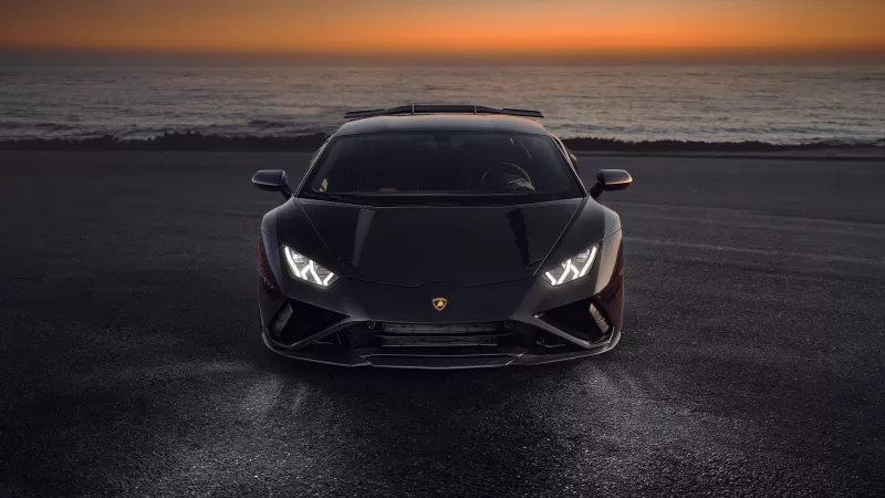 Novitec Lamborghini Huracán EVO RWD, Black cars, Sunset, 2021, 5K, 8K