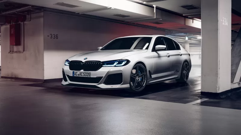 AC Schnitzer ACS5 3.0d, BMW 5 Series, White sedan, Parking garage, 2021 wallpaper