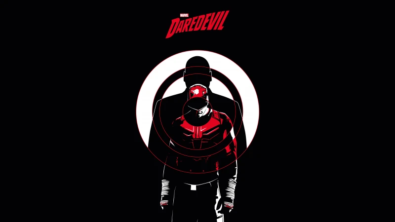 Daredevil, Marvel Comics, AMOLED, Black background, 5K, 8K