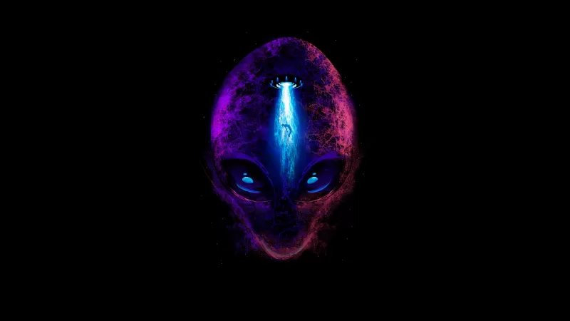 Alien, Extraterrestrial, Fantasy, AMOLED, Black background, 5K
