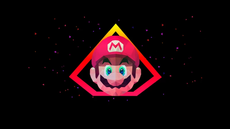 Super Mario, AMOLED, Low poly, Artwork, Black background