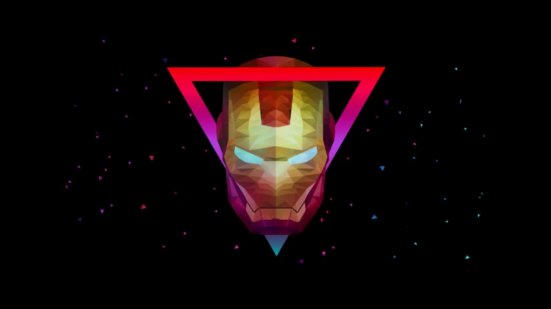 Iron Man, Marvel Superheroes, AMOLED, Low poly, Artwork, Black background