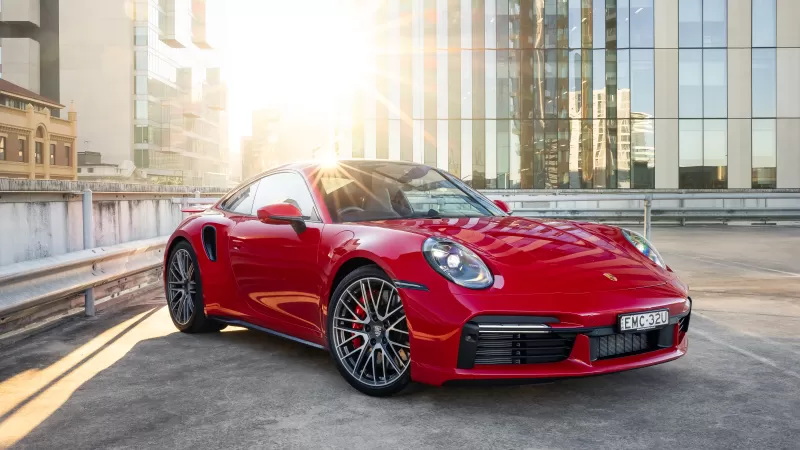 Porsche 911 Turbo, 2021, Red cars