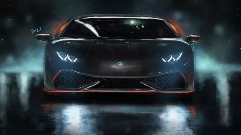 Lamborghini Huracan, Neon, Custom tuning, Digital Art