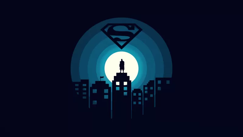 Superman, DC Superheroes, Dark background, Minimal art, 5K