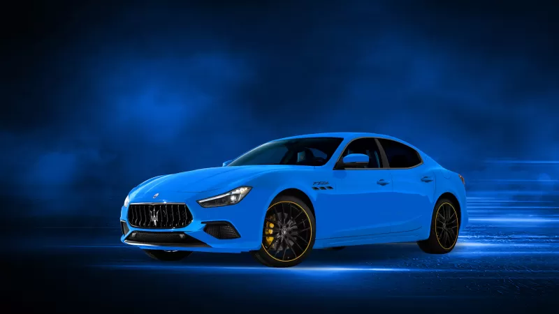 Maserati Ghibli S Q4 F Tributo, 2021, Blue background