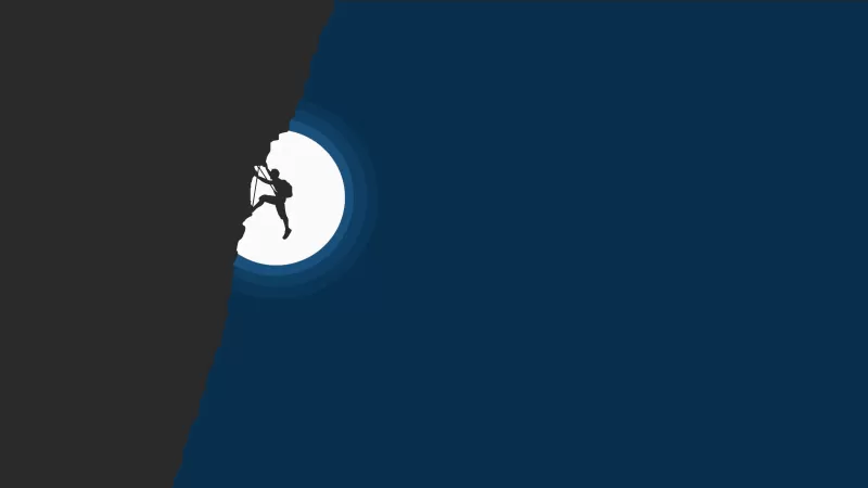 Climber silhouette, Full moon, Minimal night, 4K wallpaper