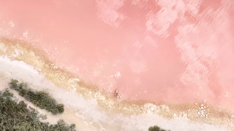 Lakeside, Pink, Aerial view, Peach, iOS 10, Stock
