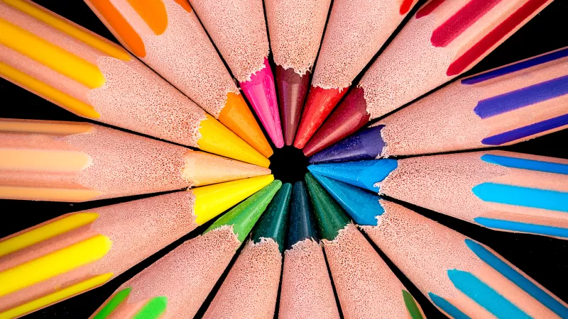 Color pencils, Multicolor, Macro, Pattern, Circular