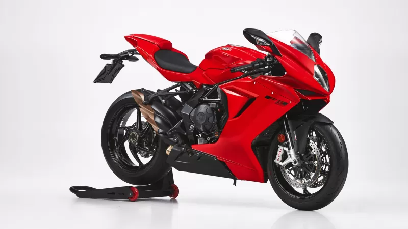 MV Agusta F3 Rosso, Red sports bike, White background, 2021, 5K wallpaper