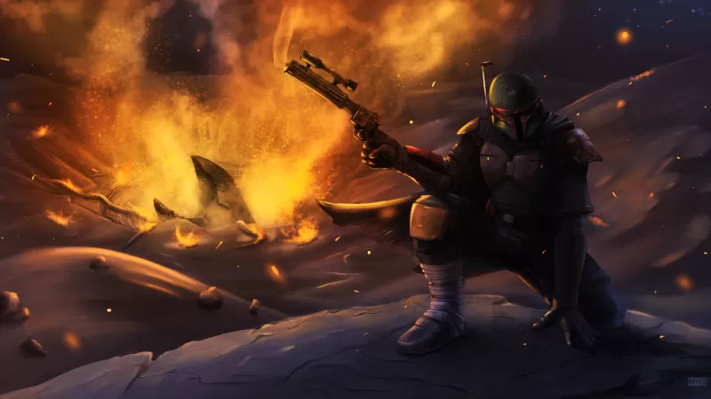 Boba Fett, Bounty hunter, Star Wars, Artwork