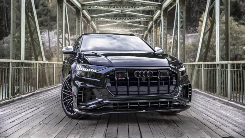 ABT Audi SQ8 TDI wallpaper, Black SUV, Steel bridge, 2021