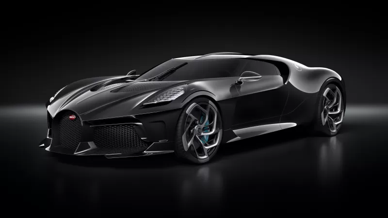 Bugatti La Voiture Noire, World's Expensive Cars, Hypercars, Black background, 5K